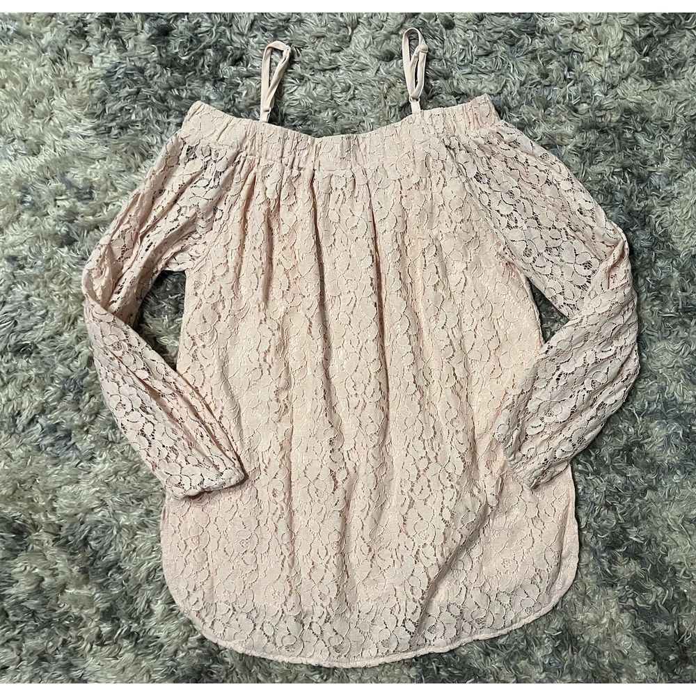 Seven Sisters Pink Lace Blouse Sz L Lined